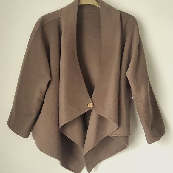 Cozy Fall Cape Jacket Wool Blend 3 in 1 Styles Neutral Beige cottagecore - Picture 5 of 14